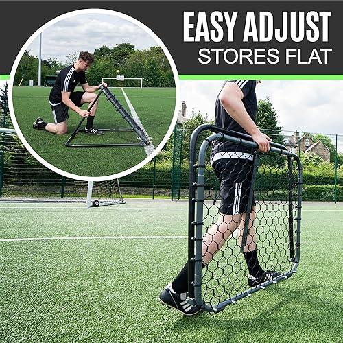 Miniatura 6 de QuickPlay Red de rebote de fútbol Pro (2 tamaños) - Red de rebote de fútbol, resistente, ángulo ajustable, con marco de acero galvanizado y pies