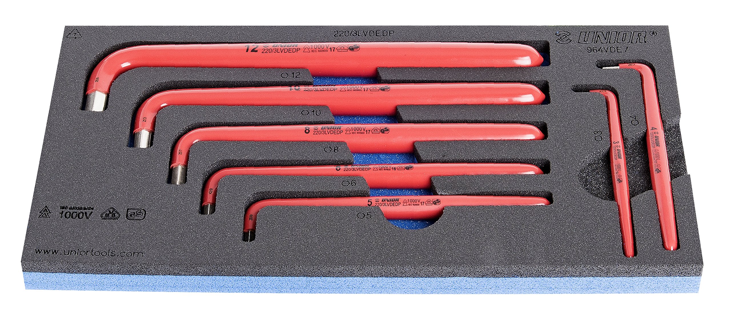 Clés Allen isolées VDE UNIOR 621798 en insert de rangement SOS