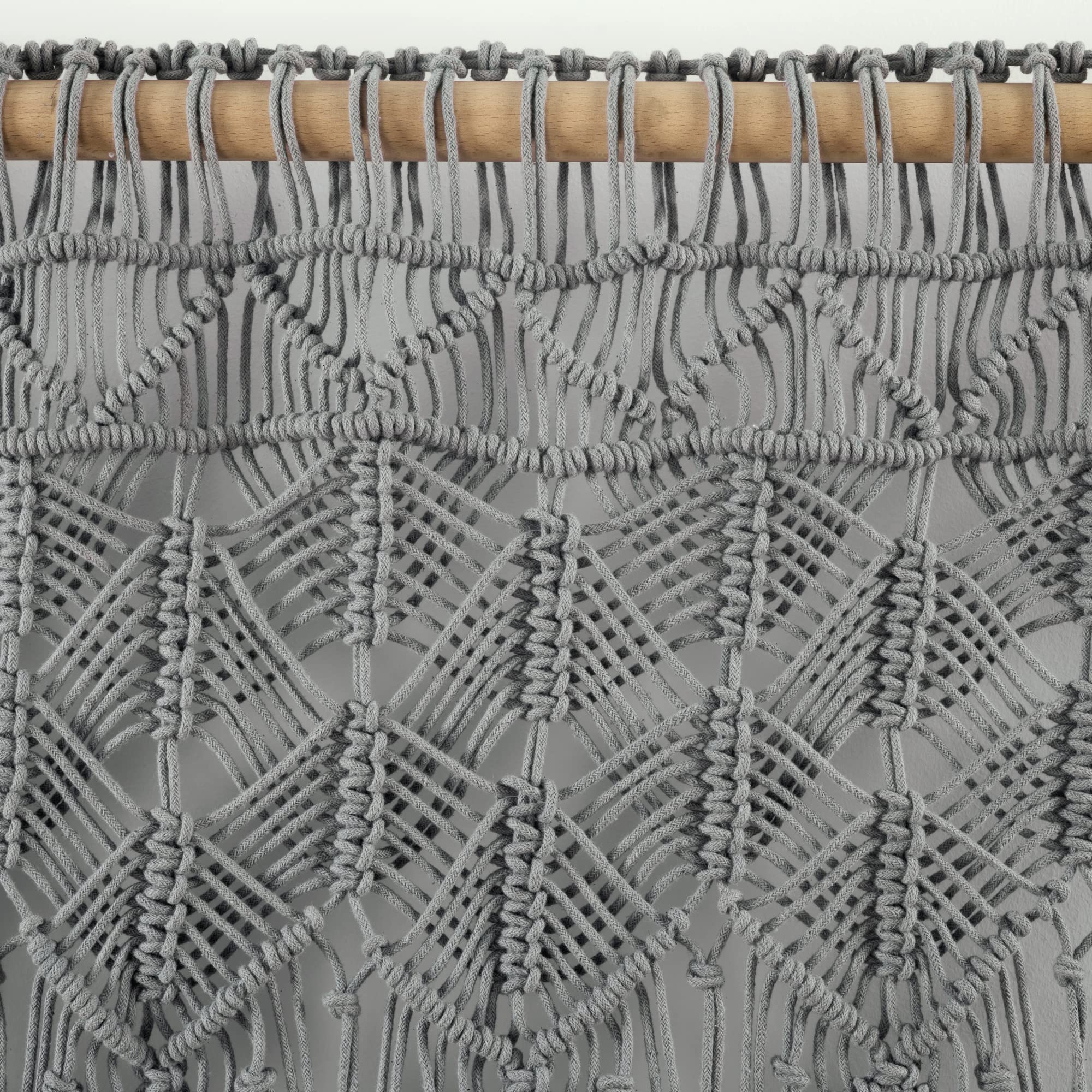 Lush Decor Cantonnière en Coton macramé bohème - Rideau de Cuisine - Décoration Murale - 76,2 x 101,6 cm (L x l) - Gris
