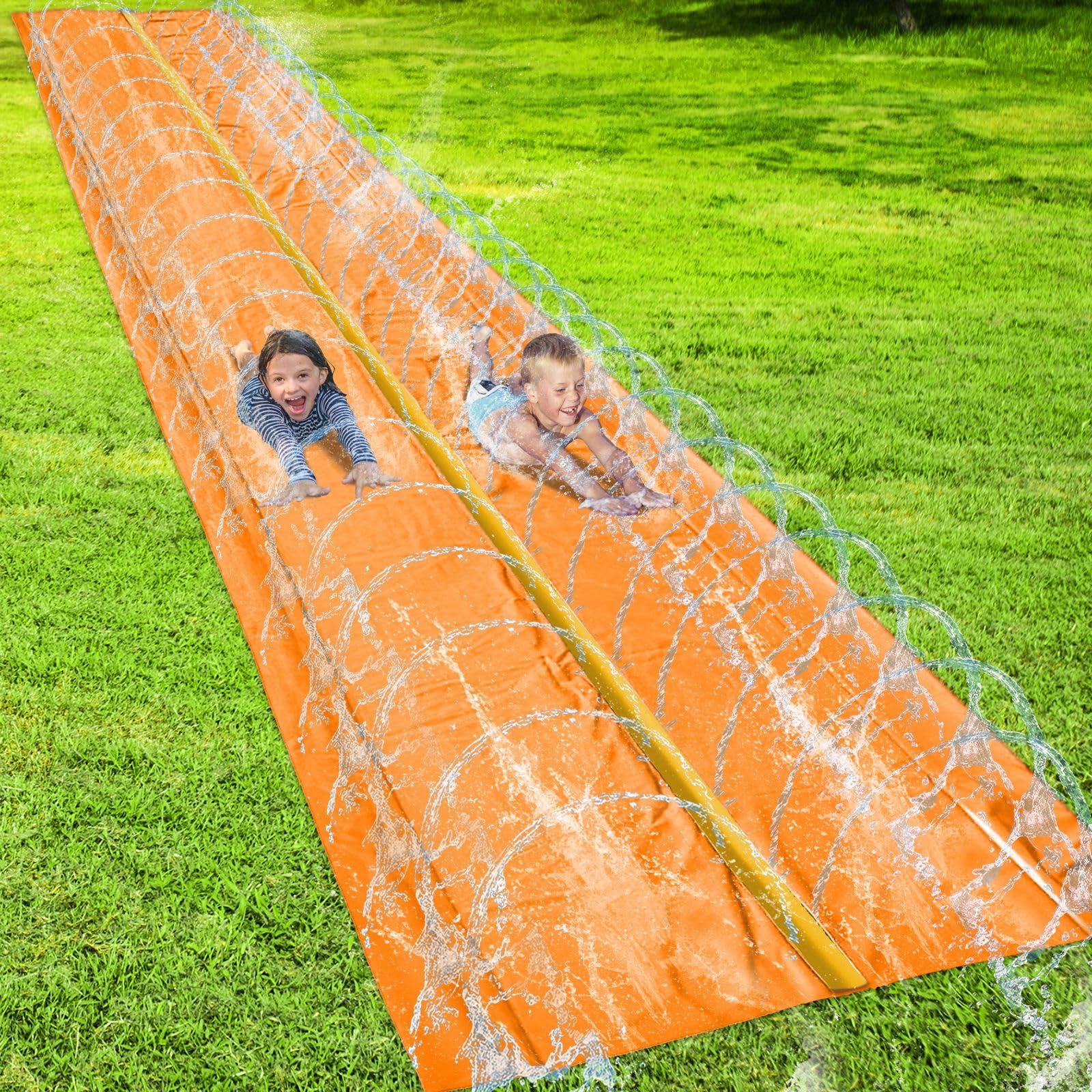18 x 5 pies – Salpicaduras y tobogán deslizante, toboganes acuáticos para niños – Tobogán acuático para niños al aire libre divertidos juguetes acuáticos de verano, actividades acuáticas para