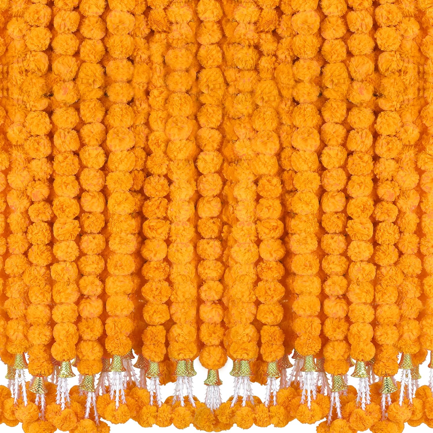 6 Pcs 5 Feet Long Strands Marigold Flowers Garland with