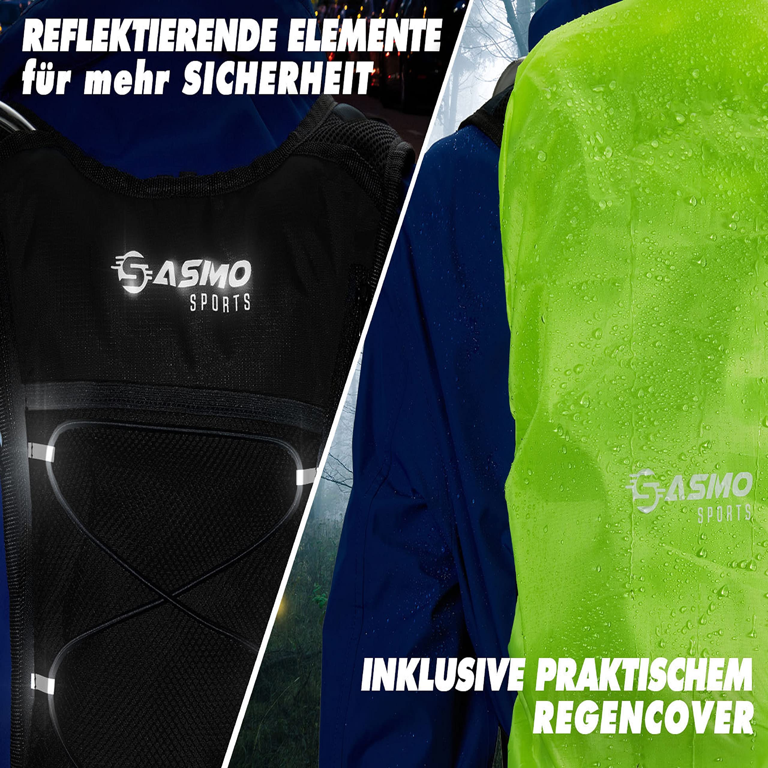 SASMO Sac à Dos d'hydratation avec VESSIE 2L, sans BPA | Sac Running avec Poche D'ISOLATION | Sac a Dos VTT avec Poche d'hydratation - ultraléger 300g | Hommes & Femmes