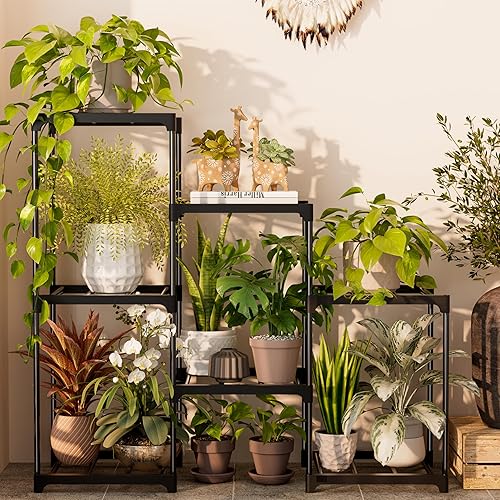 Miniatura 8 de Soporte para Plantas de Interior Estante para Plantas de Exterior Estantería Metálica para Plantas para Múltiples Plantas 7 Macetas Escalera Soporte