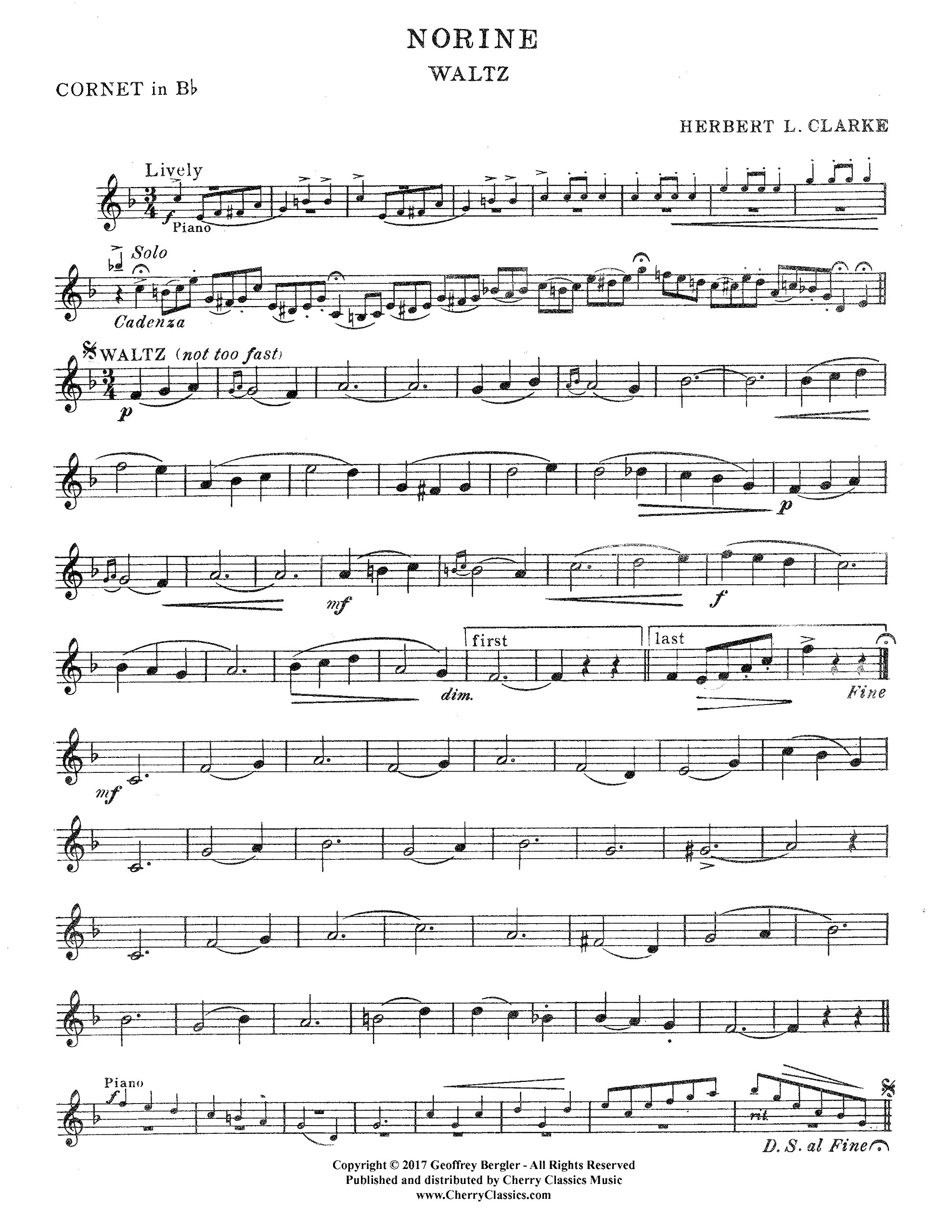 Norine - Waltz for Solo Cornet or Trumpet & Wind Ensemble or Band - Image 4