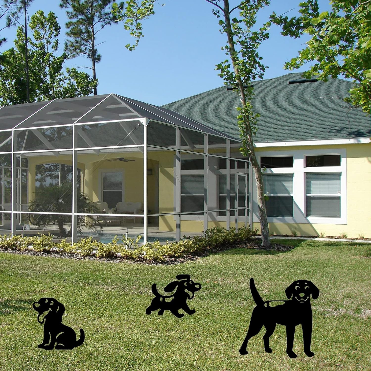 3 Pack Black Dog Silhouettes, Cute Dog Garden Statues Outdoor Home Decoration Animal Statue for Yard Garden Lawn Decorations