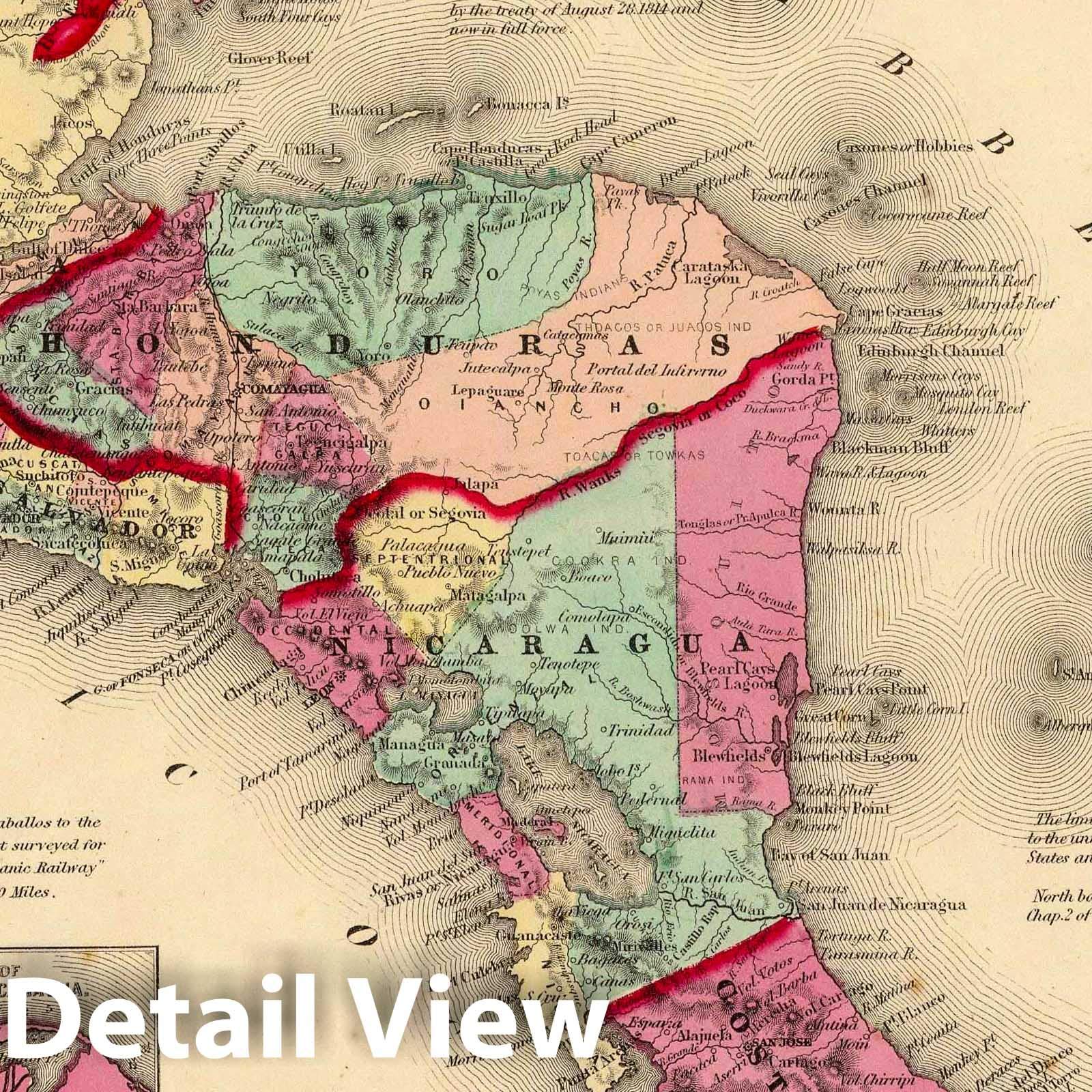 Amazon.com: Historic Map : 1860 Central America. - Vintage Wall