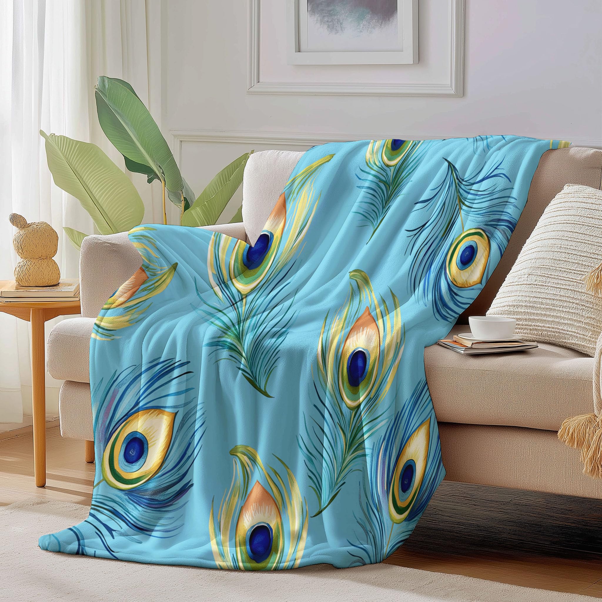 Plaid couverture polaire flanelle bleu clair 150x200cm pour lit et canapé
