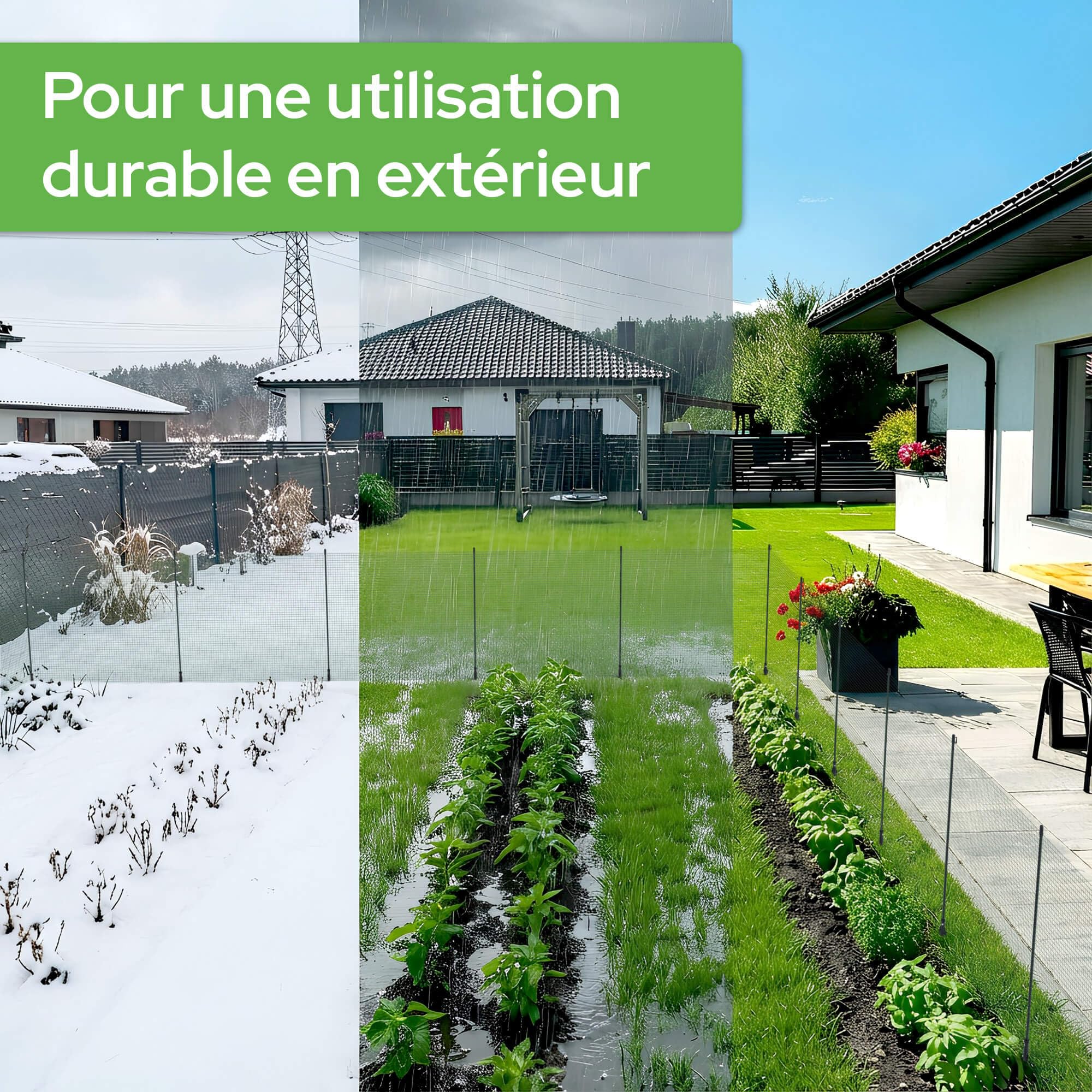 Arebos Clôture mobile 20 m | Filet de clôture 90 cm de hauteur avec 15 poteaux | Clôture de jardin flexible pour chiens, poules & petits animaux | Résistante aux intempéries