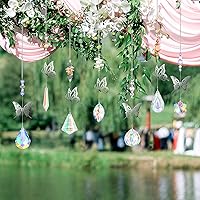 Vista 2 de Hicarer 7 Piezas de Cristales Atrapasoles Mariposa Prisma Atrapasoles de Cristal Colorido Candelabro Arcoíris Adorno de Árbol de Navidad Colgante