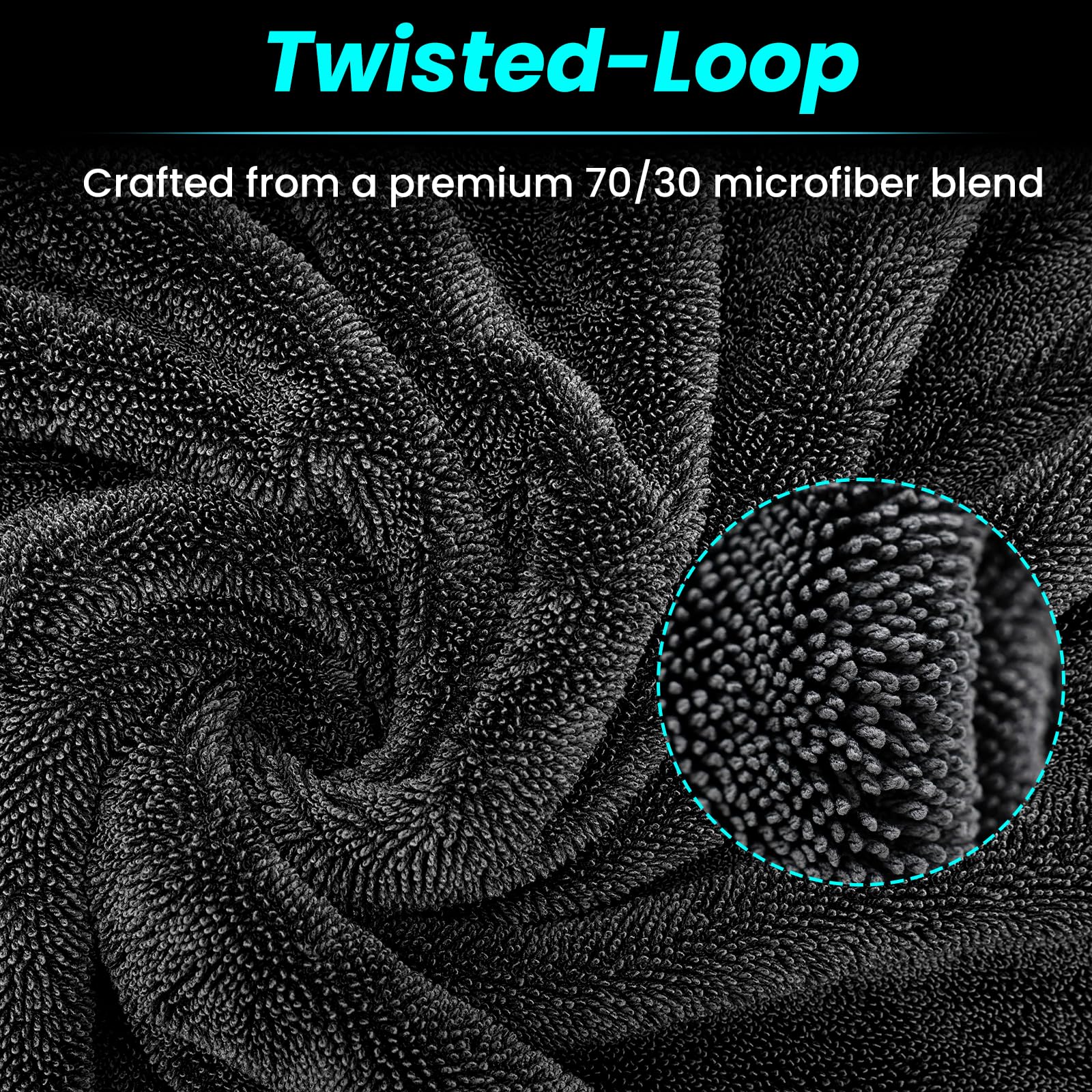 2 Pack 1300 GSM Car Drying Towel Double-Sided Microfiber Towels for Cars 24 x 36 16 x 16 — view 4