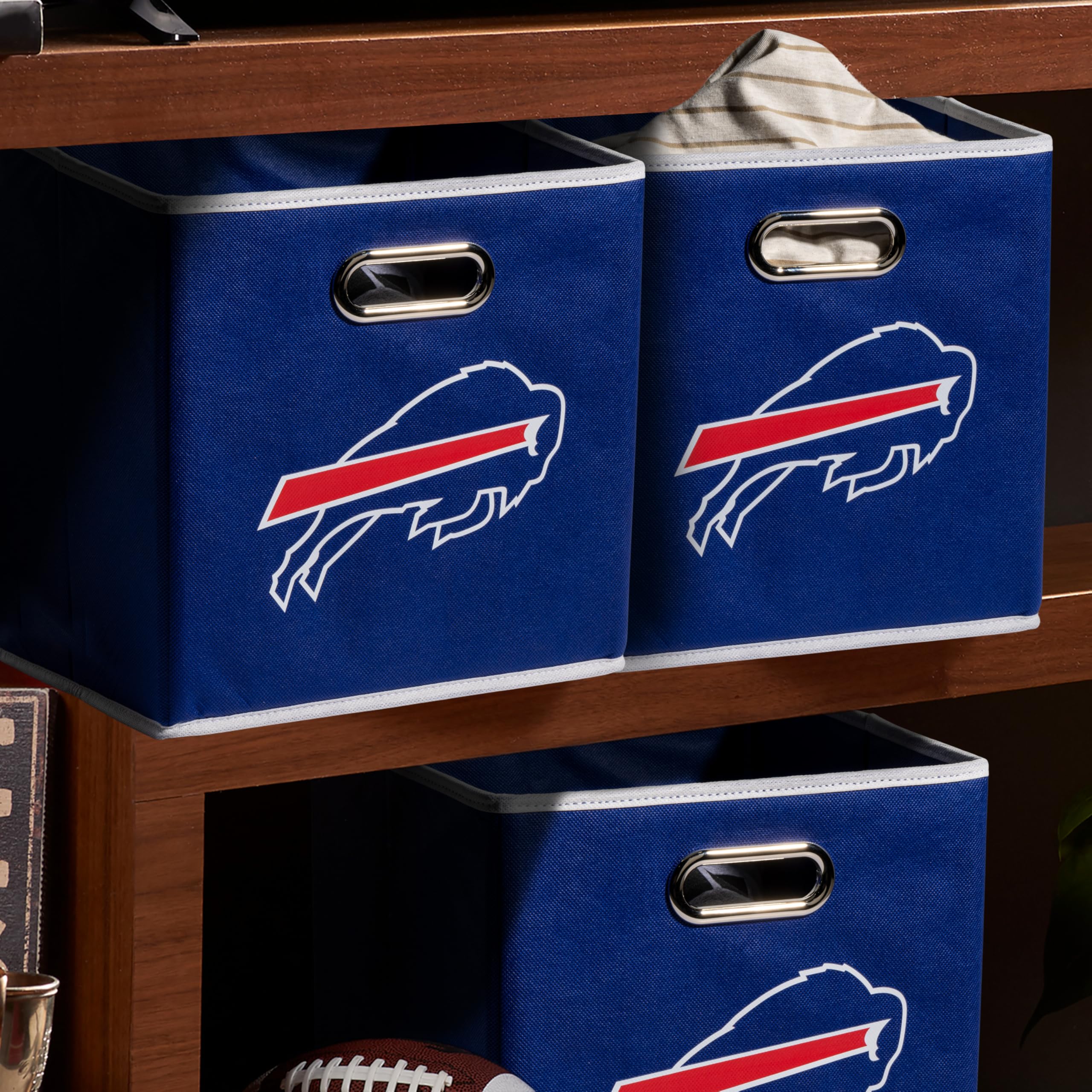 Franklin Sports NFL Aufbewahrungskörbe – zusammenklappbarer Würfelbehälter + Aufbewahrungskorb – NFL Büro, Schlafzimmer + Wohnzimmer Dekor – 27,9 x 27,9 cm