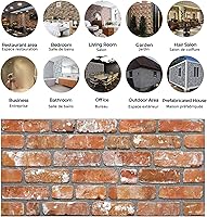 Vista 6 de Dundee Deco Paneles de pared 3D de ladrillo sintético, revestimiento, paneles de pared con aspecto de piedra roja y naranja, revestimiento de espuma