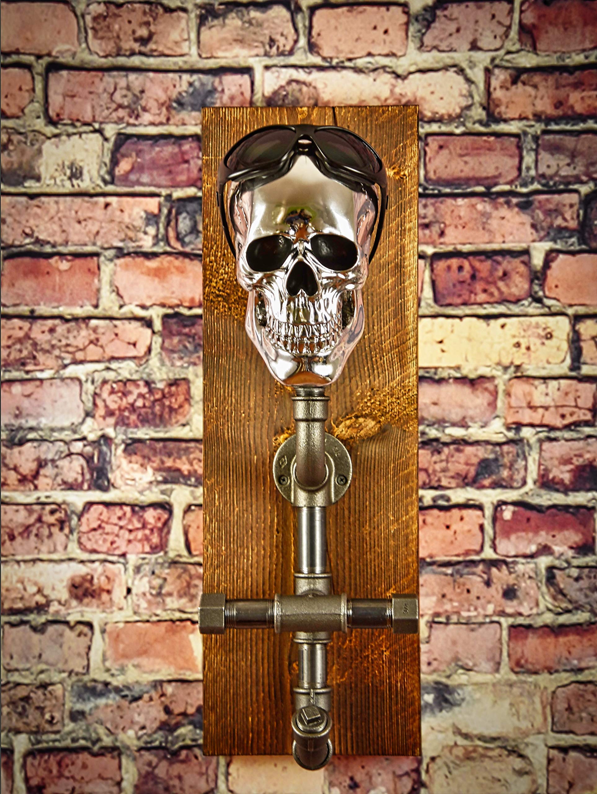 Helmhalter, Motorrad, Biker, Garderobe, Helm Totenkopf, Wand, retro pipes