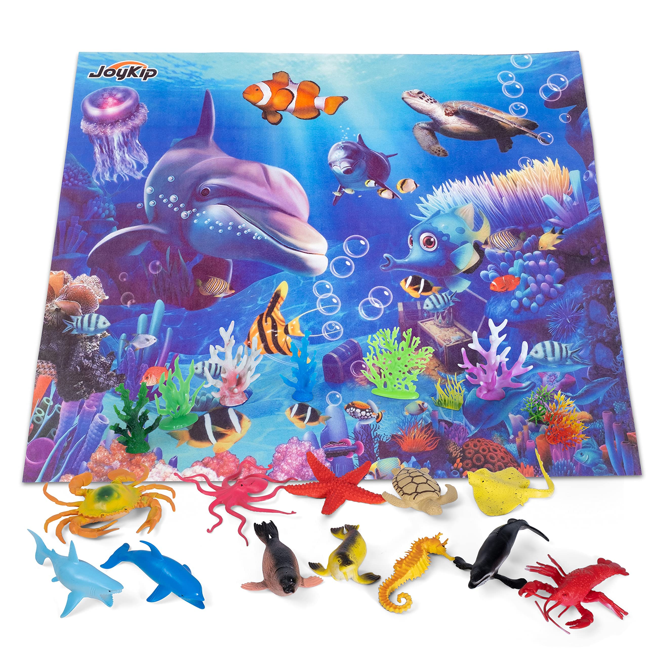 JoyKip Sea Animals Play Figures, Sea Creatures Educational toys for  Children with Shark, Dolphin, Turtle, Whale and Play Mat for Boys and Girls  Ages