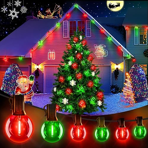 Tira de luces para exteriores de 50 pies, luces LED G40 para exteriores, impermeables, con certificación UL, conectables, con 16 bombillas