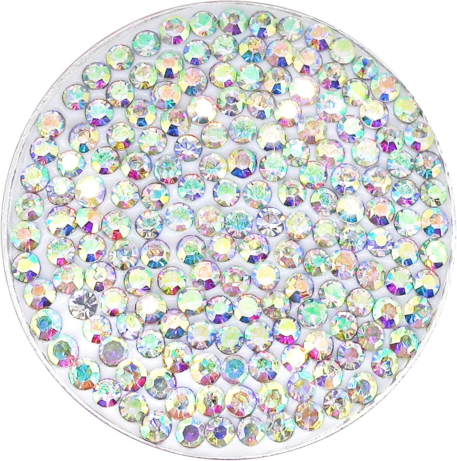 Navika Ice Micro Pave AB Crystal Golf Ball Marker with Hat Clip | Iridescent Bling Accessory for Golfers | Cute Golfing Gift for Women