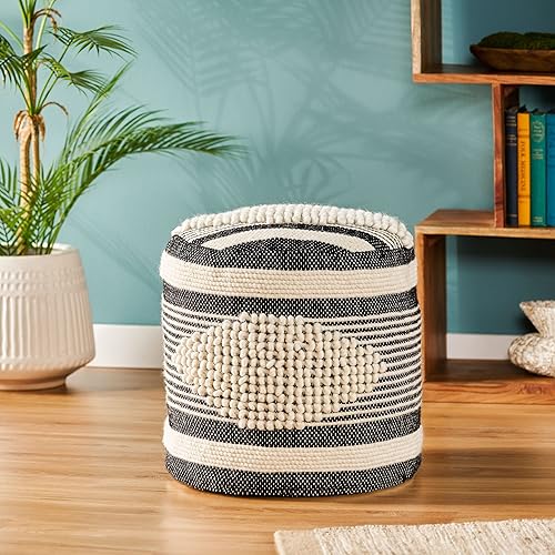 Miniatura 2 de Christopher Knight Home Puf Lucknow, blanco + negro, pequeño
