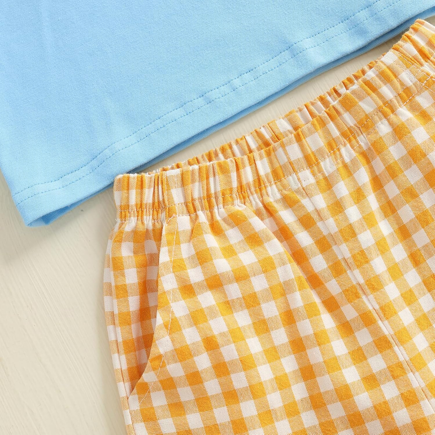 Toddler Baby Boy Halloween Ghost Pumpkin Outfit Long Sleeve Embroidery Tshirt Gingham Pants 2 Piece Smocked Clothes - Image 5