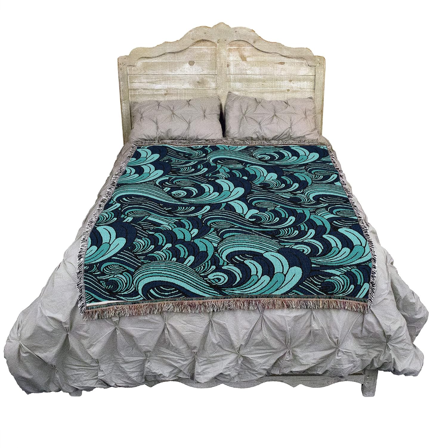 Pure Country Weavers Serene Waves Blanket Water - Patterns Gift Tapestry Throw Woven from Cotton - Made in the USA (72x54)