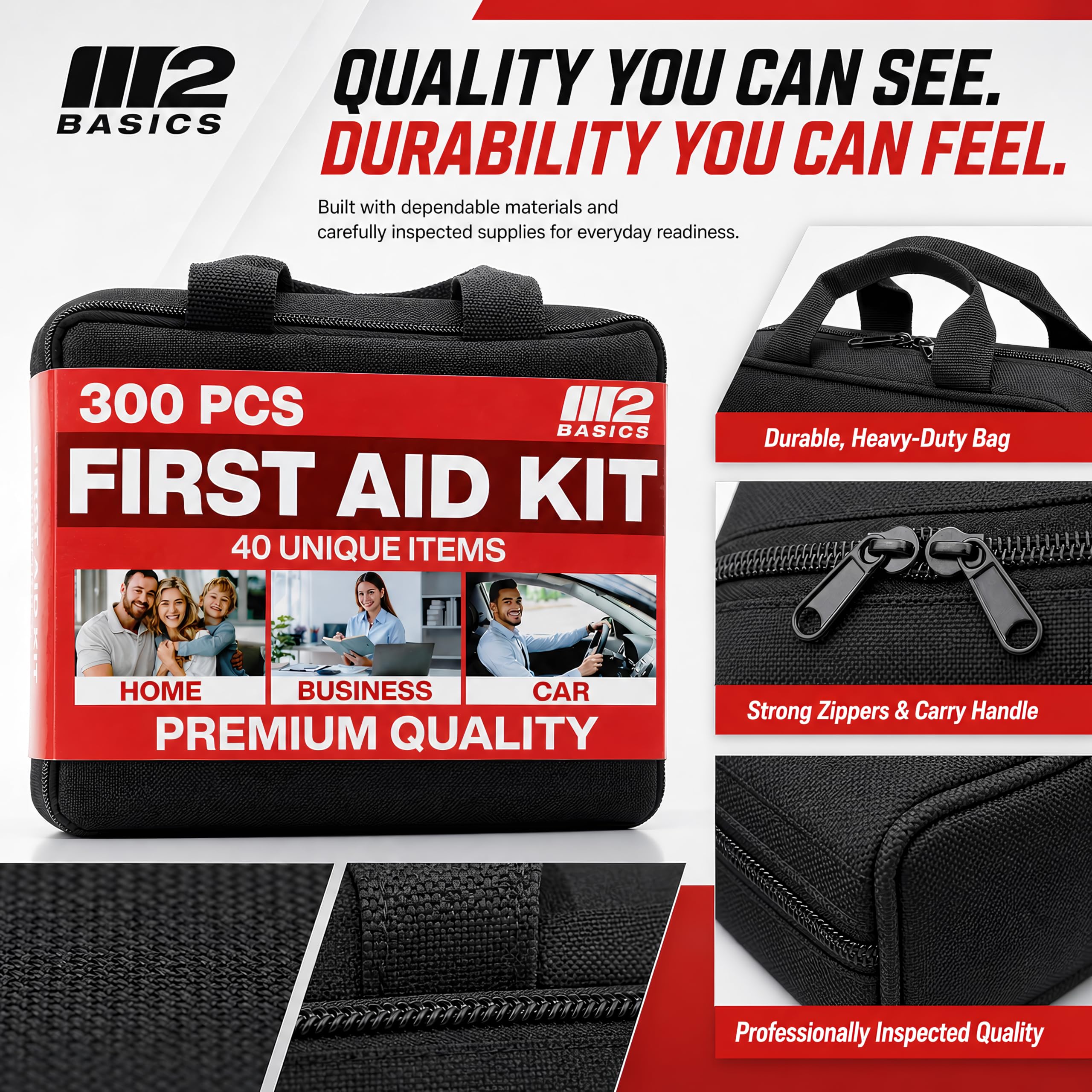 M2 BASICS 300 Piece First Aid Kit (40 Unique Items) for Home & Business — Amazon image 7