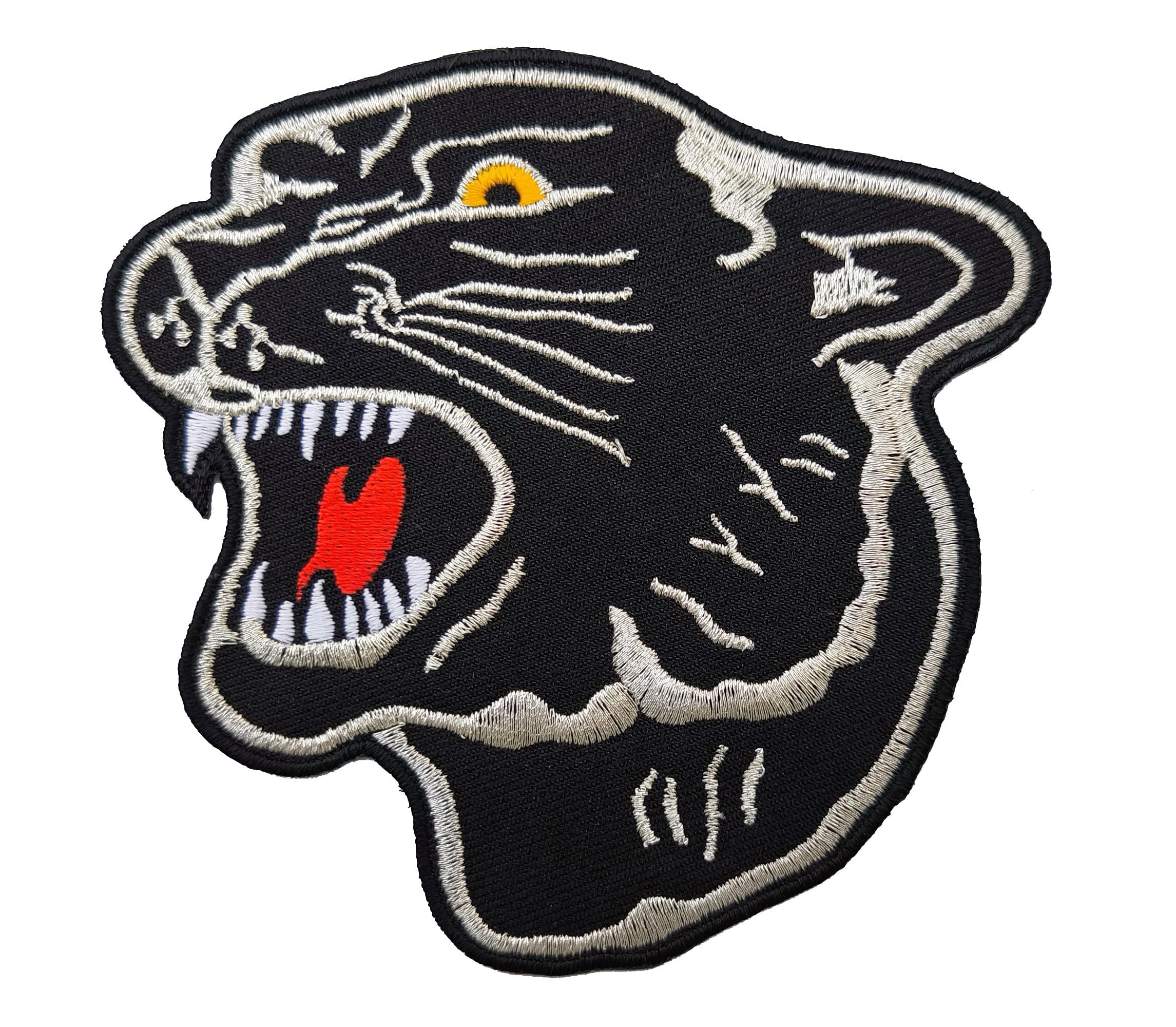 Roaring Black Panther Embroidered Iron on Patch Backpack Jacket Tiger Black Tiger Biker Motorcycle