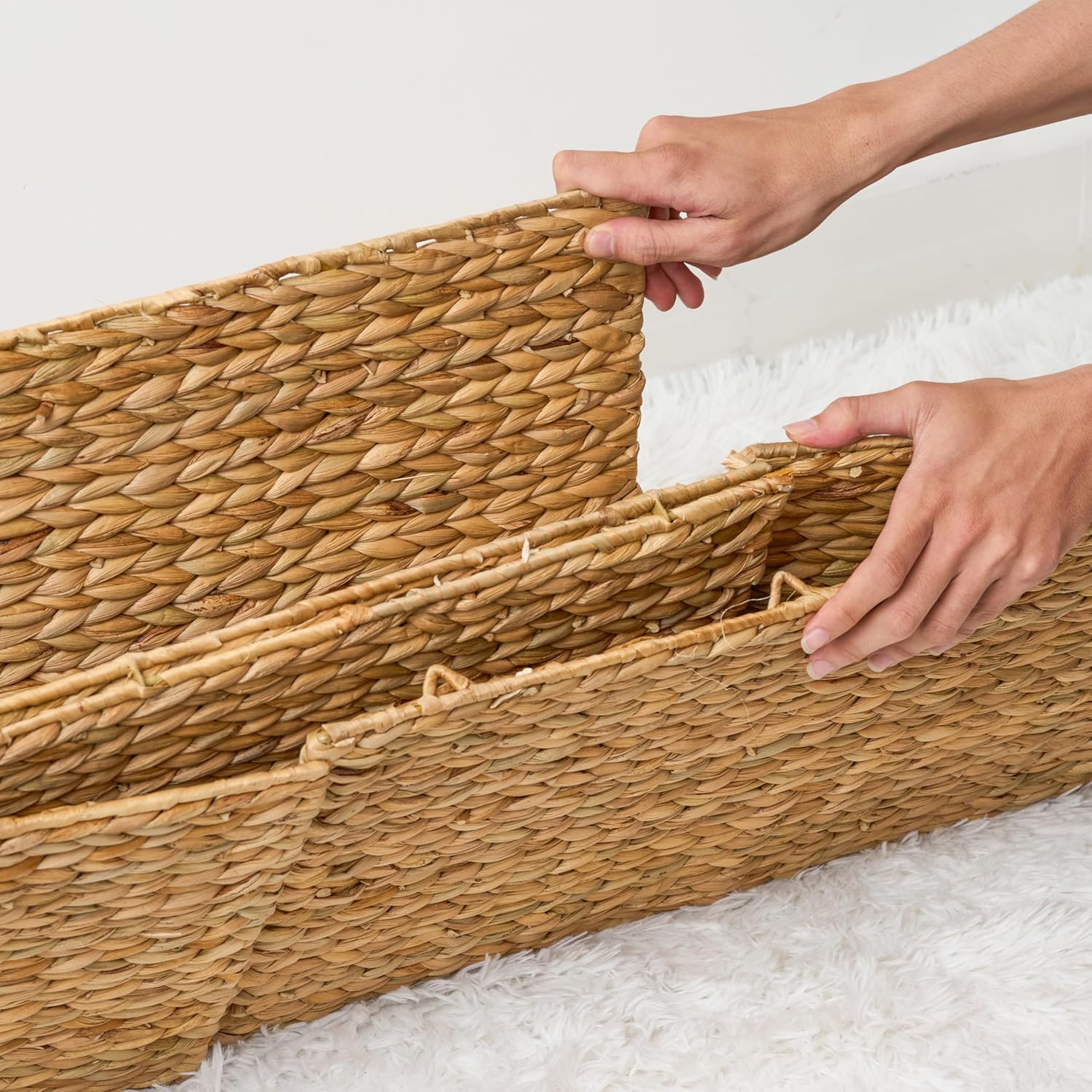 Water Hyacinth Rectangular Brown Storage Trunk Large