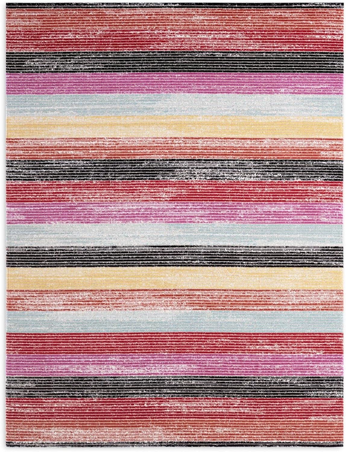 Nicole Miller New York Patio Sofia Estelle Indoor/Outdoor Area Rug, Red/Pink, 5'2"x7'2" Rectangle