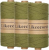 Vista 27 de 100% Algodón Hilo de Ganchillo para Bolsa de 2 mm 170 m Cuerda de Macramé de 2 mm Hilo de Crochet Cuerda de Macramé Regalo para Tejedor (Azul Verde)
