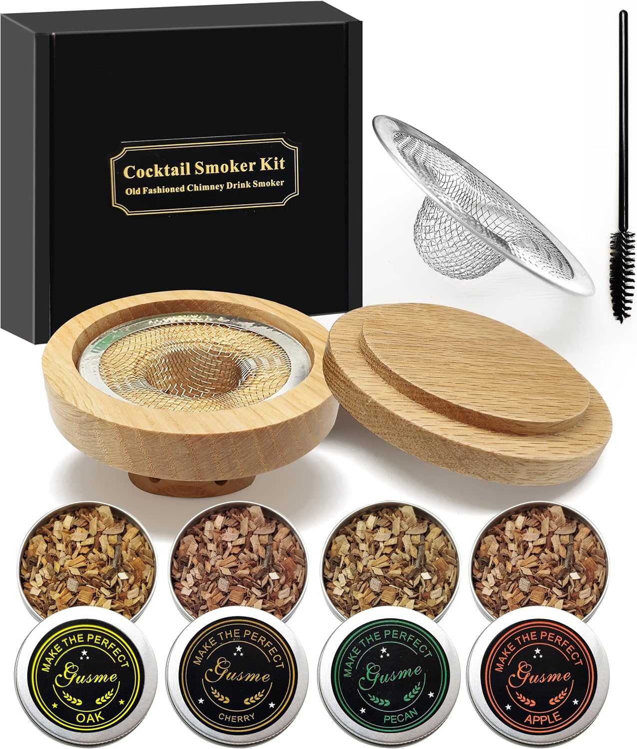 Cocktail Smoker with Oak, Cherry, Apple, and Pecan Wood Chips Whiskey