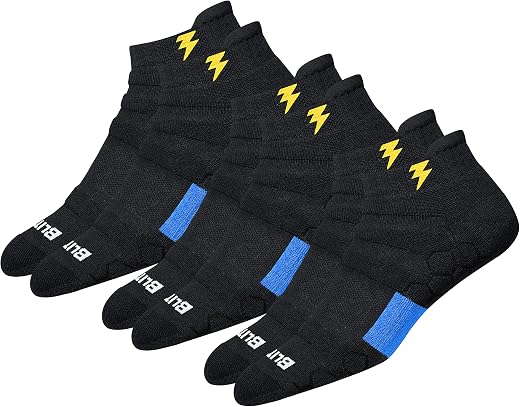 BLITZSOX Men's Cotton Blend Hi-Tech Performance Athletic Low Cut Ankle Length Socks (Badminton, Running, Gym &amp; Indoor Trai...