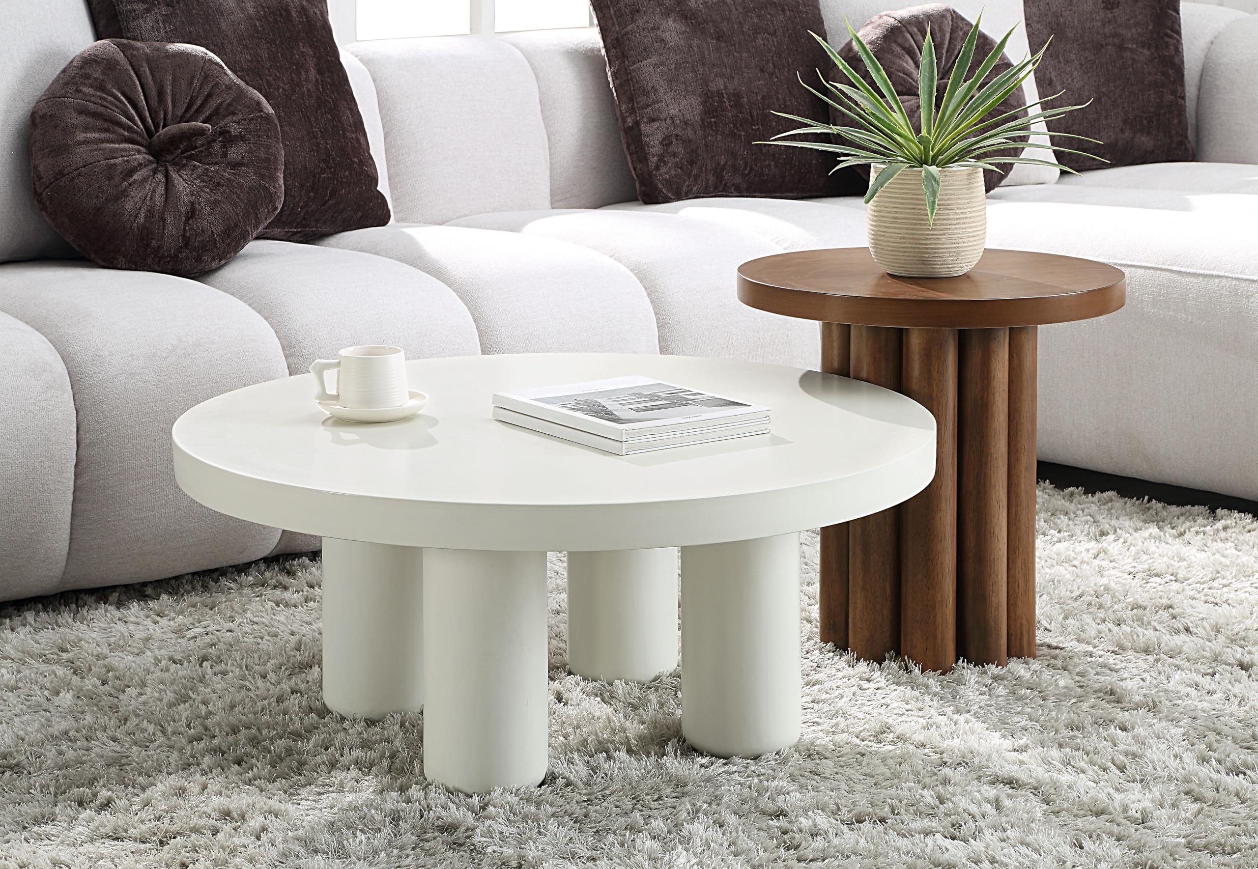 Amazon.com: Acme Sanat Contemporary MDF Wood & Veneer Round End