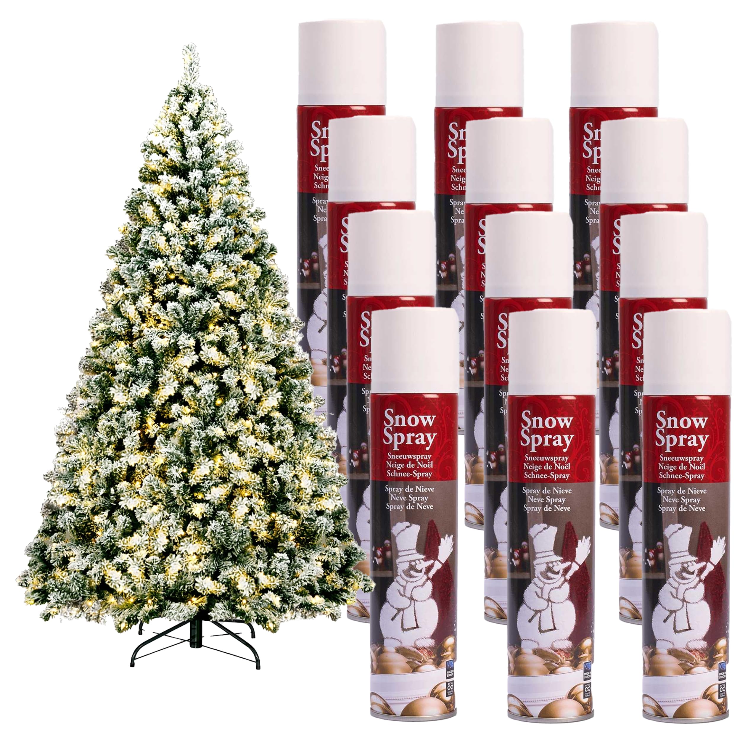 Spray de Nieve Texturizada - Pack de 12 x 150 ml - Nieve Artificial para Árbol de Navidad, Ventanas y Decoraciones Navideñas.Ideal para Manualidades y Decoración Invernal. (12)