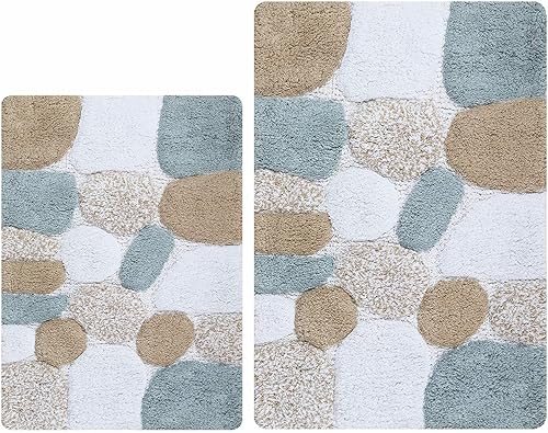 Vista 21 de THE BEER VALLEY Pebble Stone - Alfombra de baño antideslizante de 24 x 60 pulgadas, suave y absorbente, alfombra de baño grande antideslizante