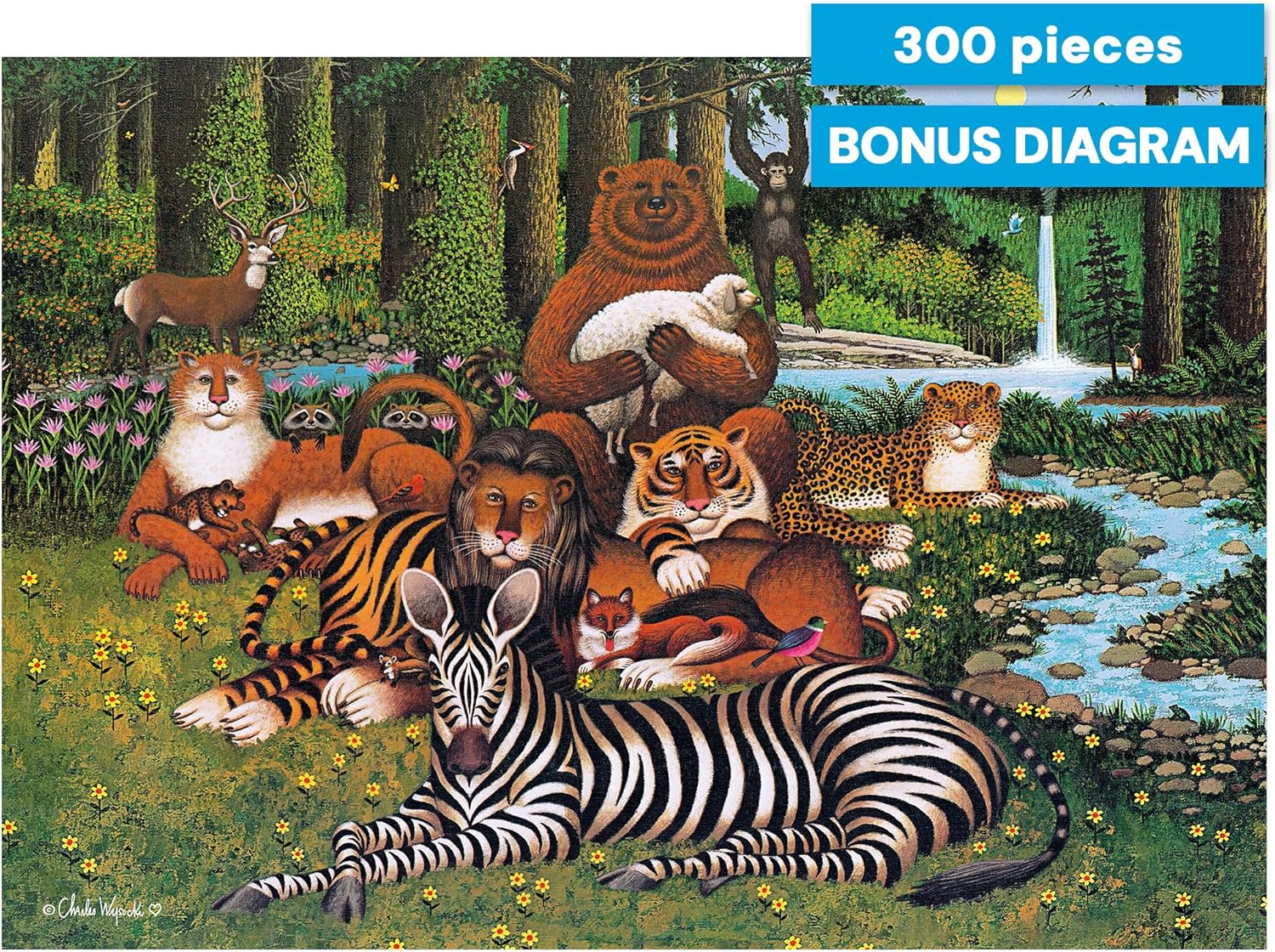 Buffalo Games Charles Wysocki Chum Buddies 300 Piece Jigsaw Puzzle - 21.25 x 15 in - 300 Piece Puzzles for Adults - Relaxing Wildlife Scene - Includes Poster & Charles Wysocki Artwork