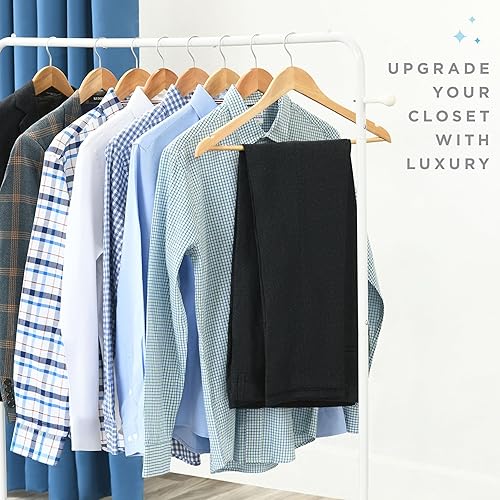 Miniatura 7 de Home It Paquete de 30 perchas de madera natural, duraderas y resistentes, antideslizantes, para chaquetas, camisas, pantalones y trajes, perchas