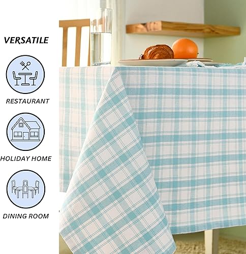 Miniatura 3 de Folkulture Mantel rectangular de 60 x 120 pulgadas, 100% algodón para decoración del hogar, mantel azul de granja o mantel moderno para decoración