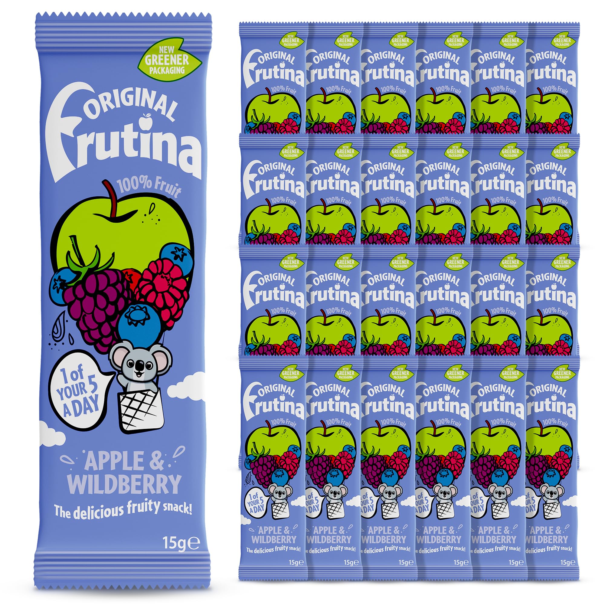 Apple and Wildberry Fruit Bars-24x15G Fruit Snacks-100% Dried Fruit with No Added Sugar No Preservatives and No Artificial Colours and Flavours-Delicious Pick-Me-Up Snacks for Kids and Adults