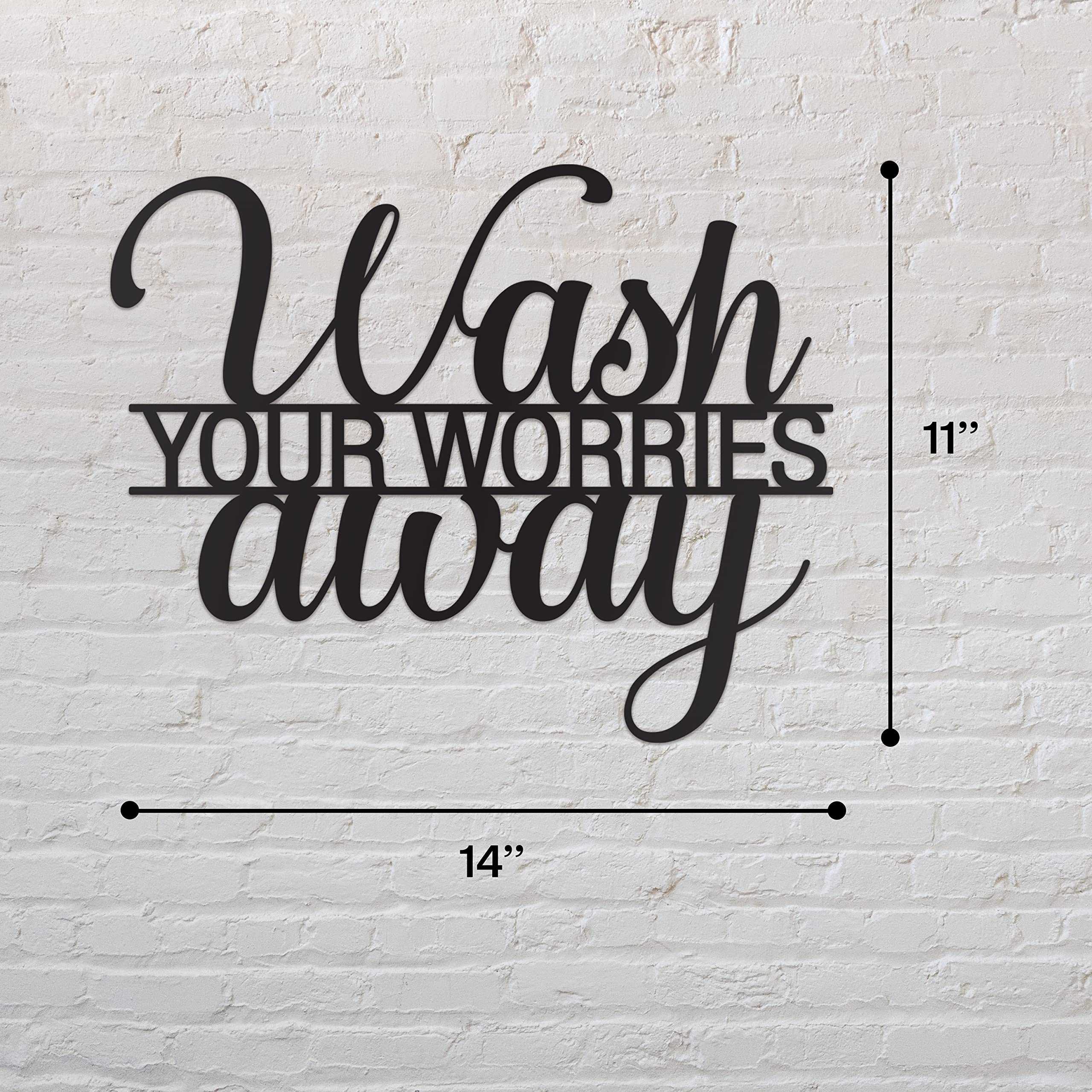 Vivegate Wash Your Worries Away Bathroom Sign Metal Wall Decor - Image 4