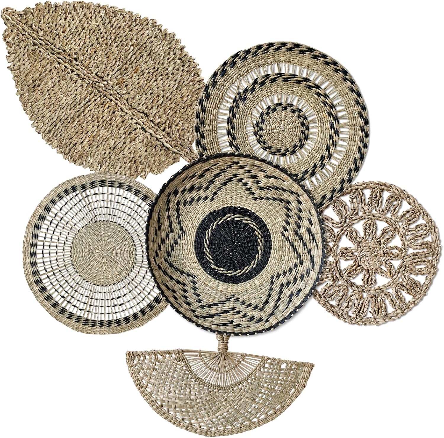 Buy Woven Wall Basket Decor Set 6 of Handcrafted Seagrass Hanging