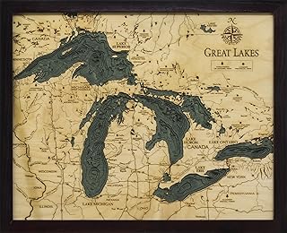 Great Lakes 3-D Nautical Wood Chart, 16" x 20"