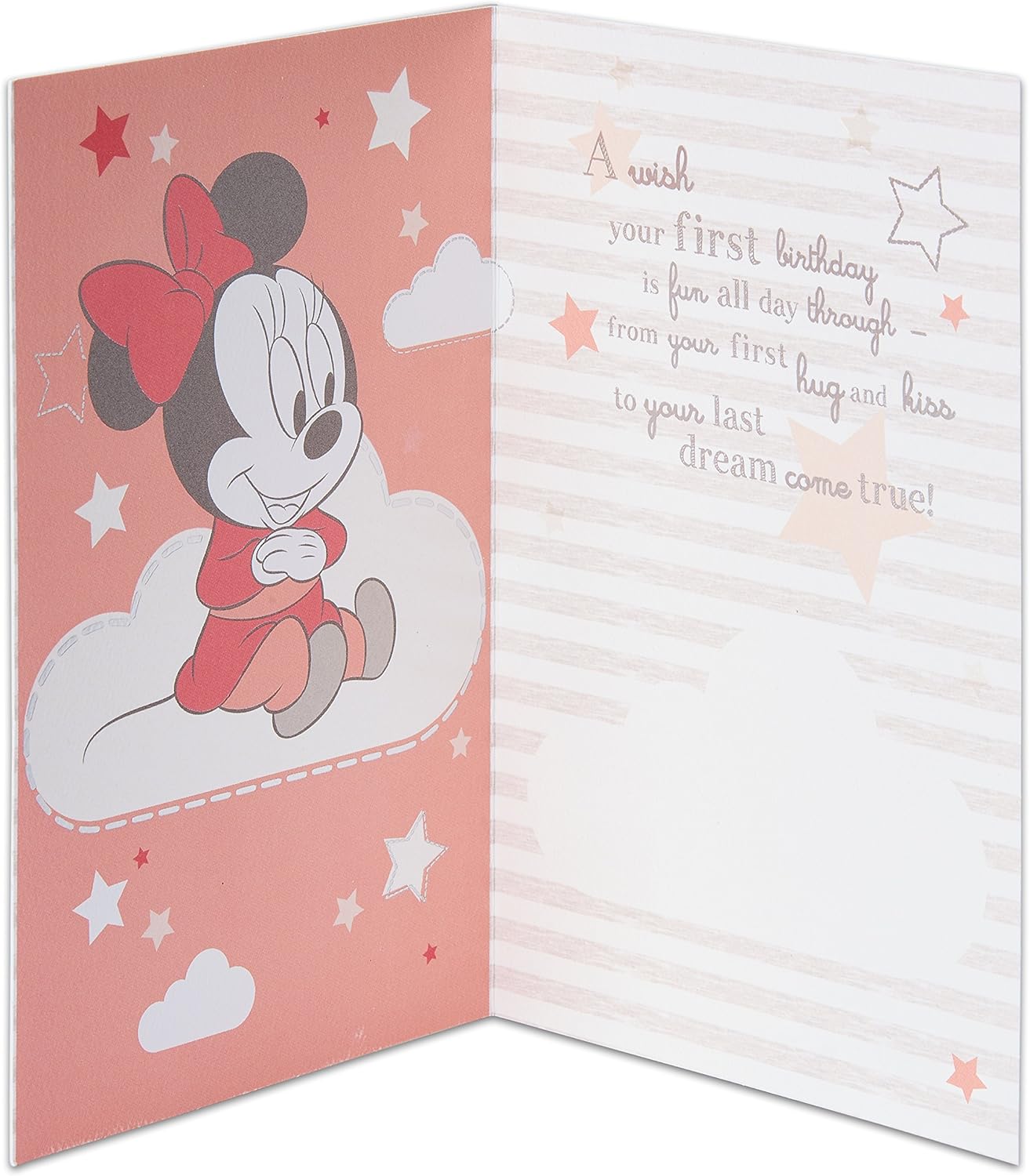 American Greetings 1st Birthday Card for Girl (Minnie Mouse, Dream Big) - Image 2