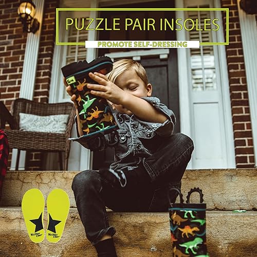 Miniatura 6 de Western Chief Botas de lluvia con asas para niños pequeños y niños, botas impermeables prémium para niños y niñas