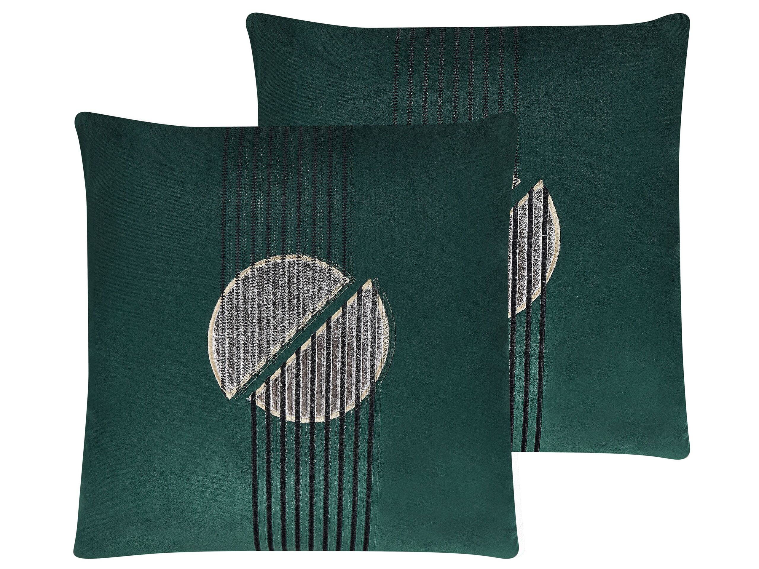 Beliani Set di 2 cuscini decorativi con motivo geometrico Verde 45 x 45 cm