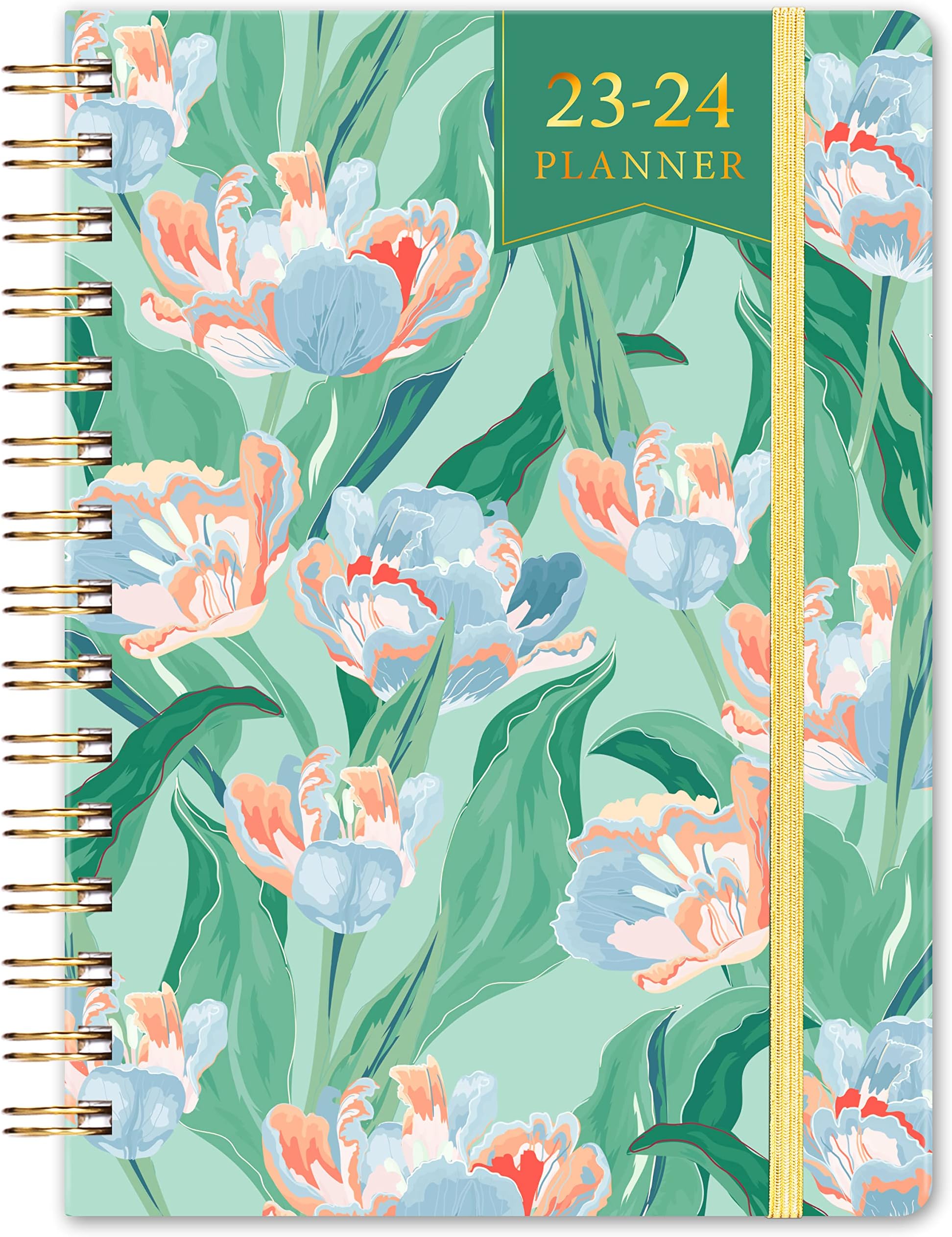 Planner 2023-2024 - Jul 2023 - Jun 2024, Academic Planner 2023-2024, 8.4'' x 6.4", Weekly and Monthly Planner with Monthly Tabs, Twin-Wire Binding, Inner Pocket, Premium Thick Paper, Flexible Cover - Green