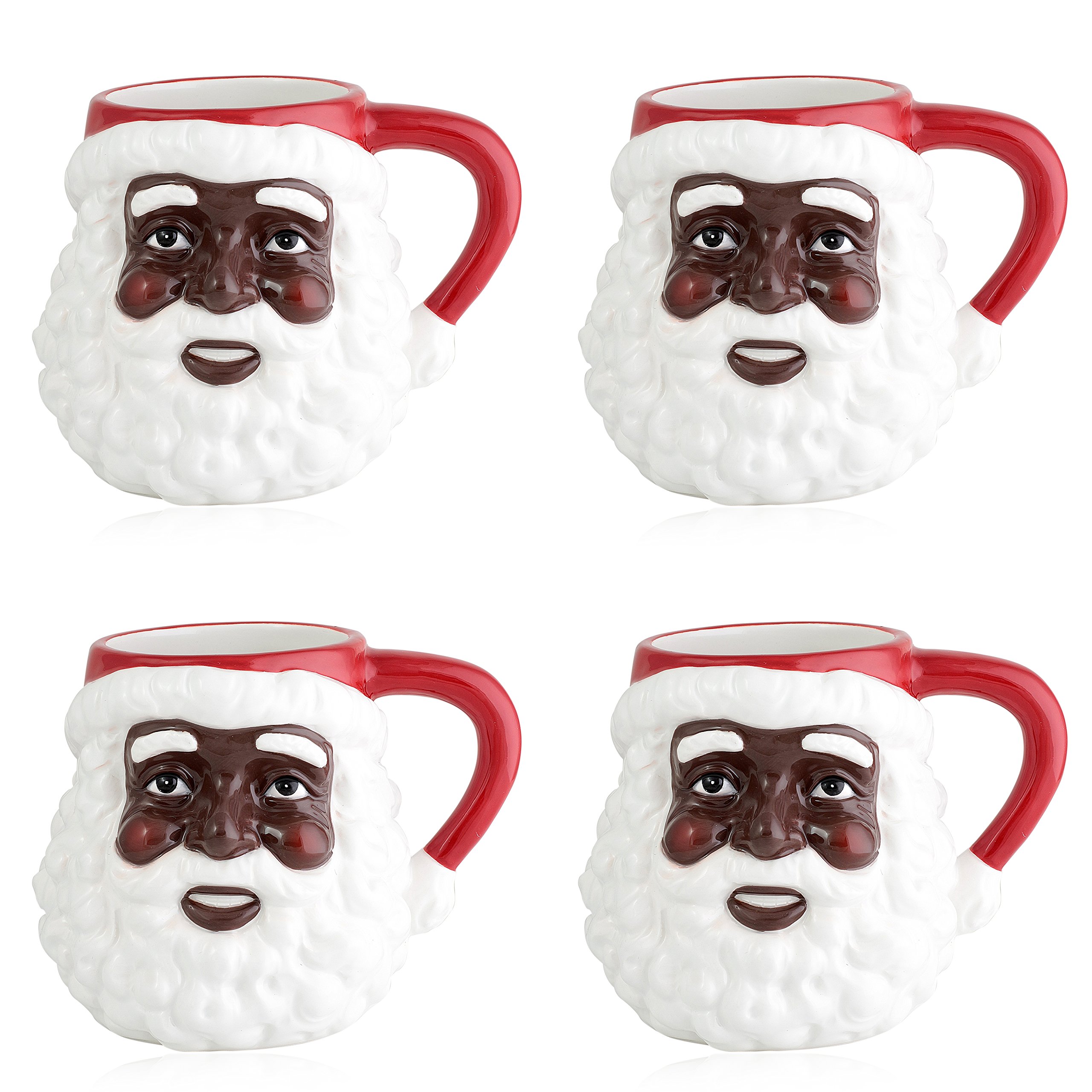 African American Santa Claus Mug (Set of 4 - Ceramic - 16oz.)