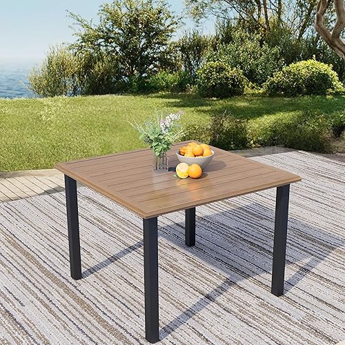 Miniatura 17 de Mesa de Patio Exterior de 27.5'' con Estante de Almacenamiento, Mesa de Jardín Redonda de Metal de Servicio Pesado con Capacidad de 400lbs, Listón