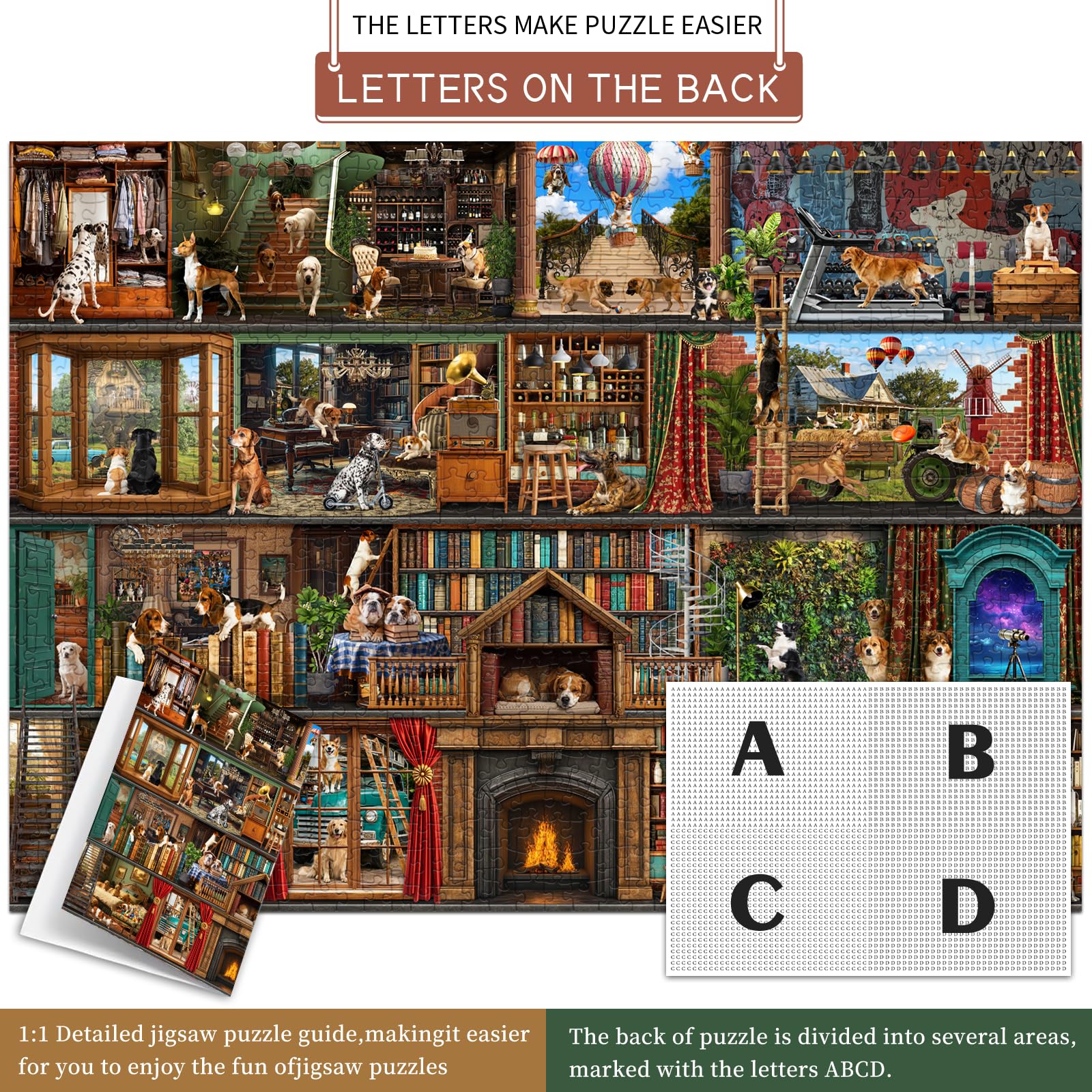 HUADADA Jigsaw Puzzles for Adults 1000 Pieces-The Fantastic Life of Dogs-1000 Piece Jigsaw Puzzles for Adults-Family Interactive Games - Image 2