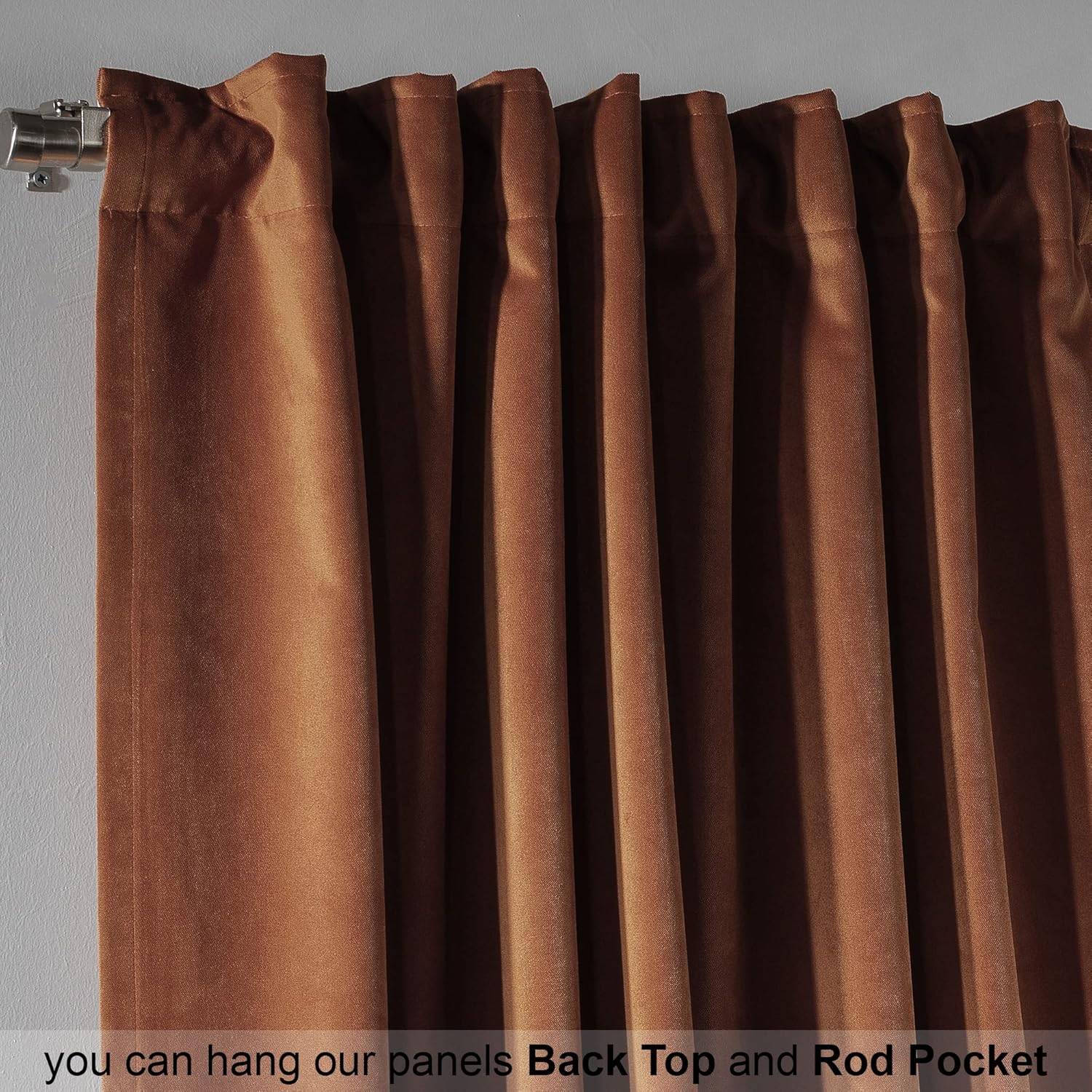 Extra Long Solid Luxury Matte Velvet Soft Curtain Safety Orange Single Panel Hanging Back Tap & Rod Pocket Home Décor 5-25 Feet Custom Made Curtains -Made in Turkey Each(100"x288")