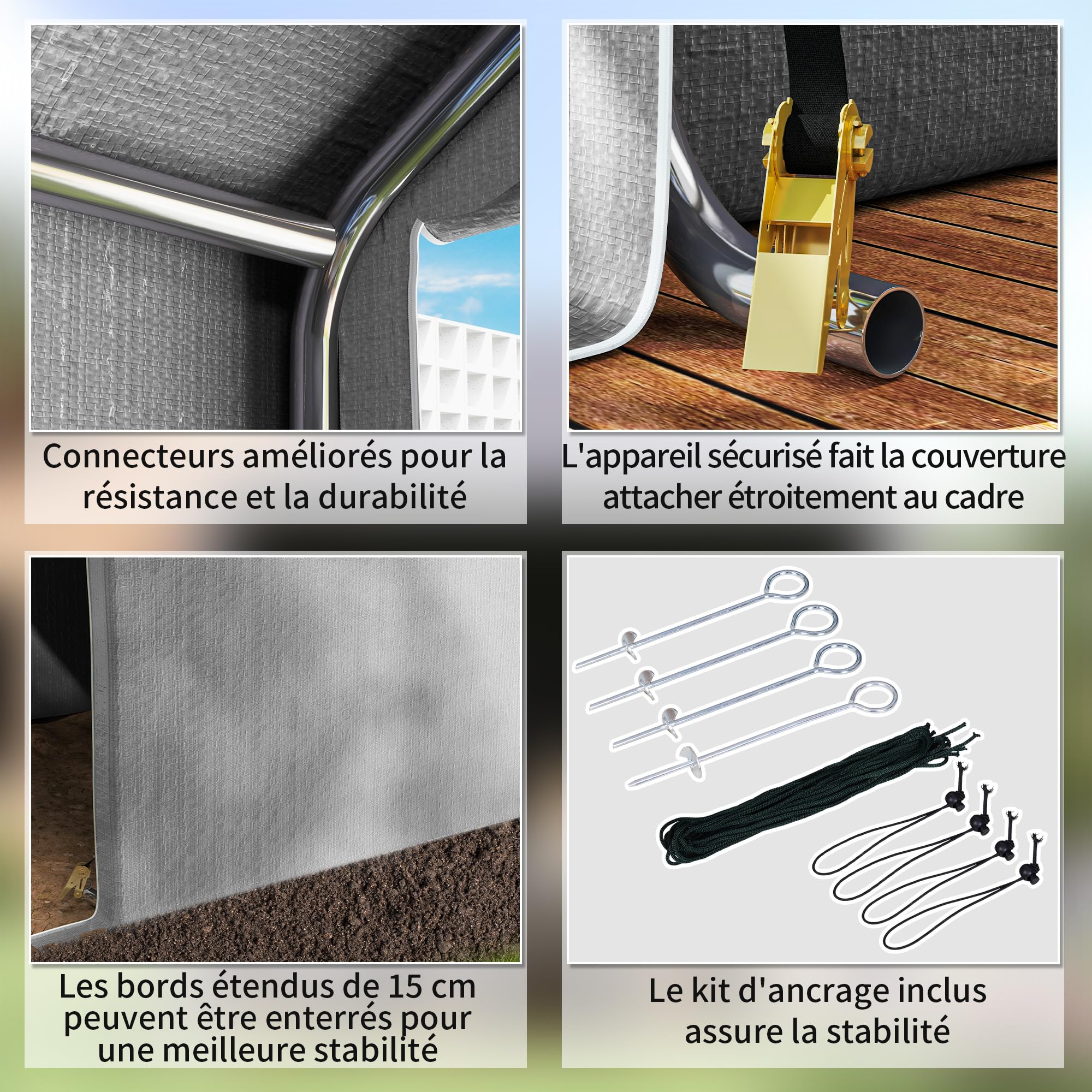 Outsunny Abri de Jardin 2 x 2 x 2 m abri vélo extérieur avec Cadre en Acier galvanisé, imperméable et résistant aux UV, Tente de Stockage pour vélo, Moto, Outils - Gris