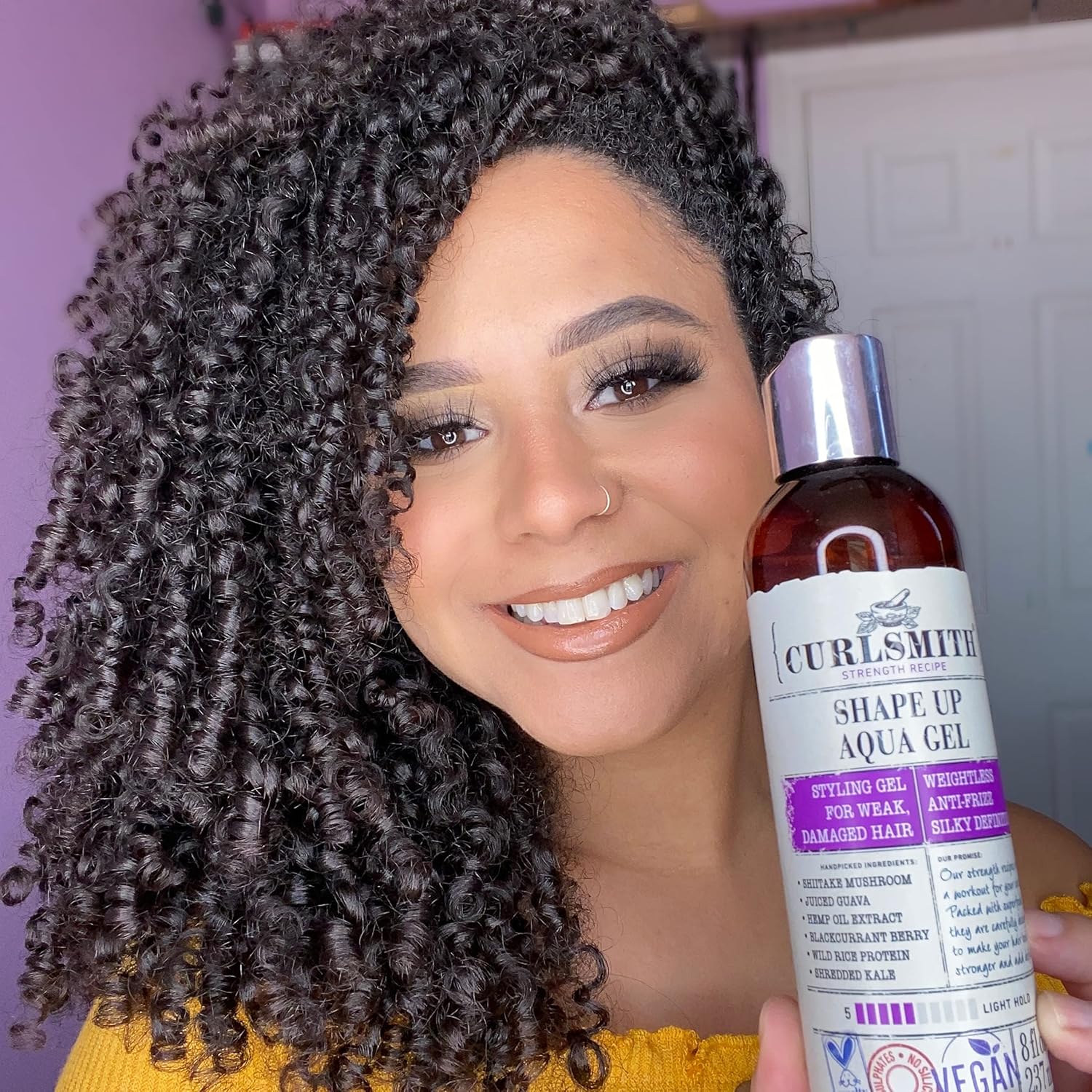 CURLSMITH – Shape Up Aqua Gel, Lightweight Styling Gel with Proteins for Damaged Hair (8 fl oz) - Image 3